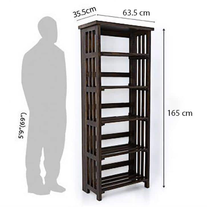 Rhodes Solid Wood Bookshelf in Mahogany Finish