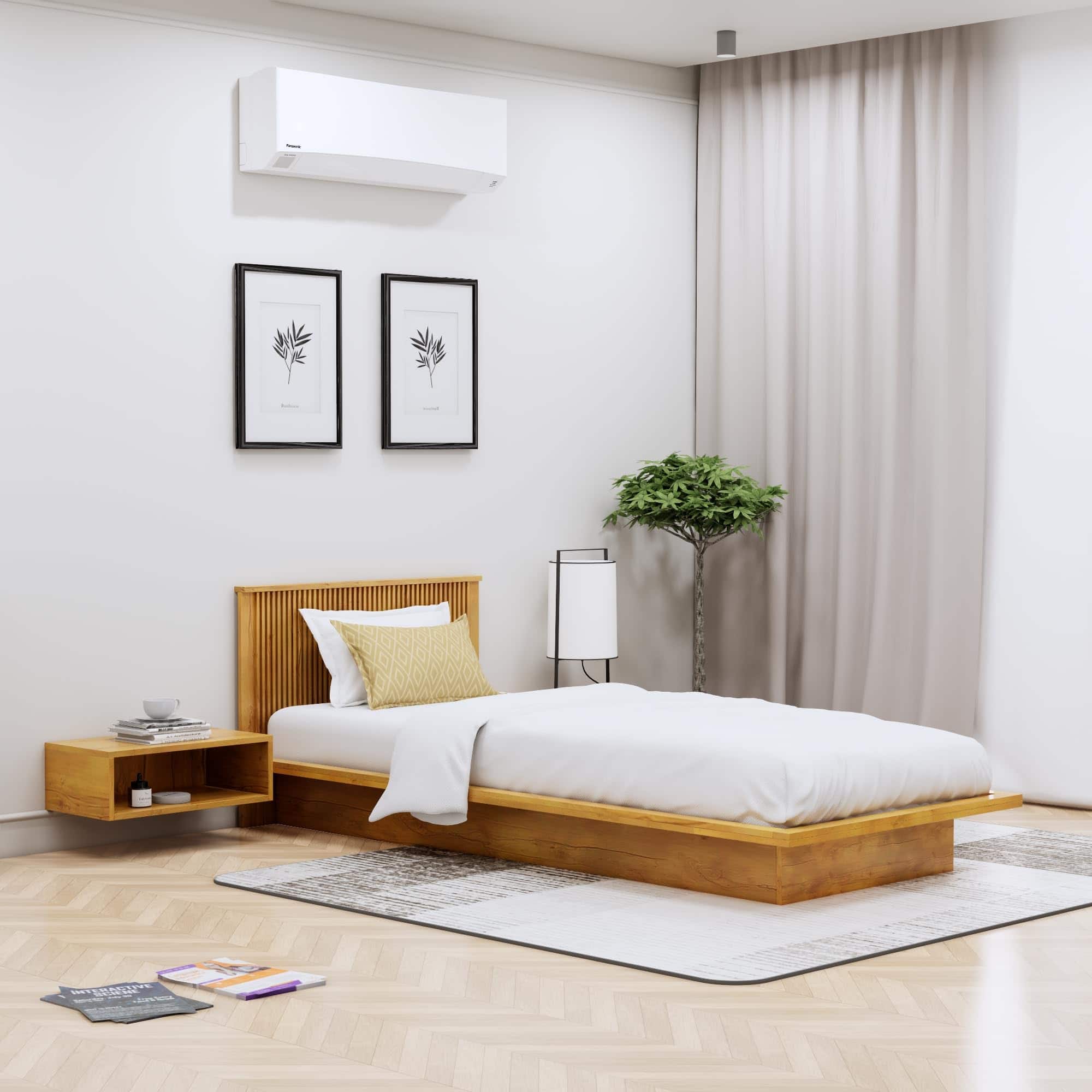 Hexa Engineered Wood Modern Single Bed With Headboard Without Storage In Giant Wood - HexaRed