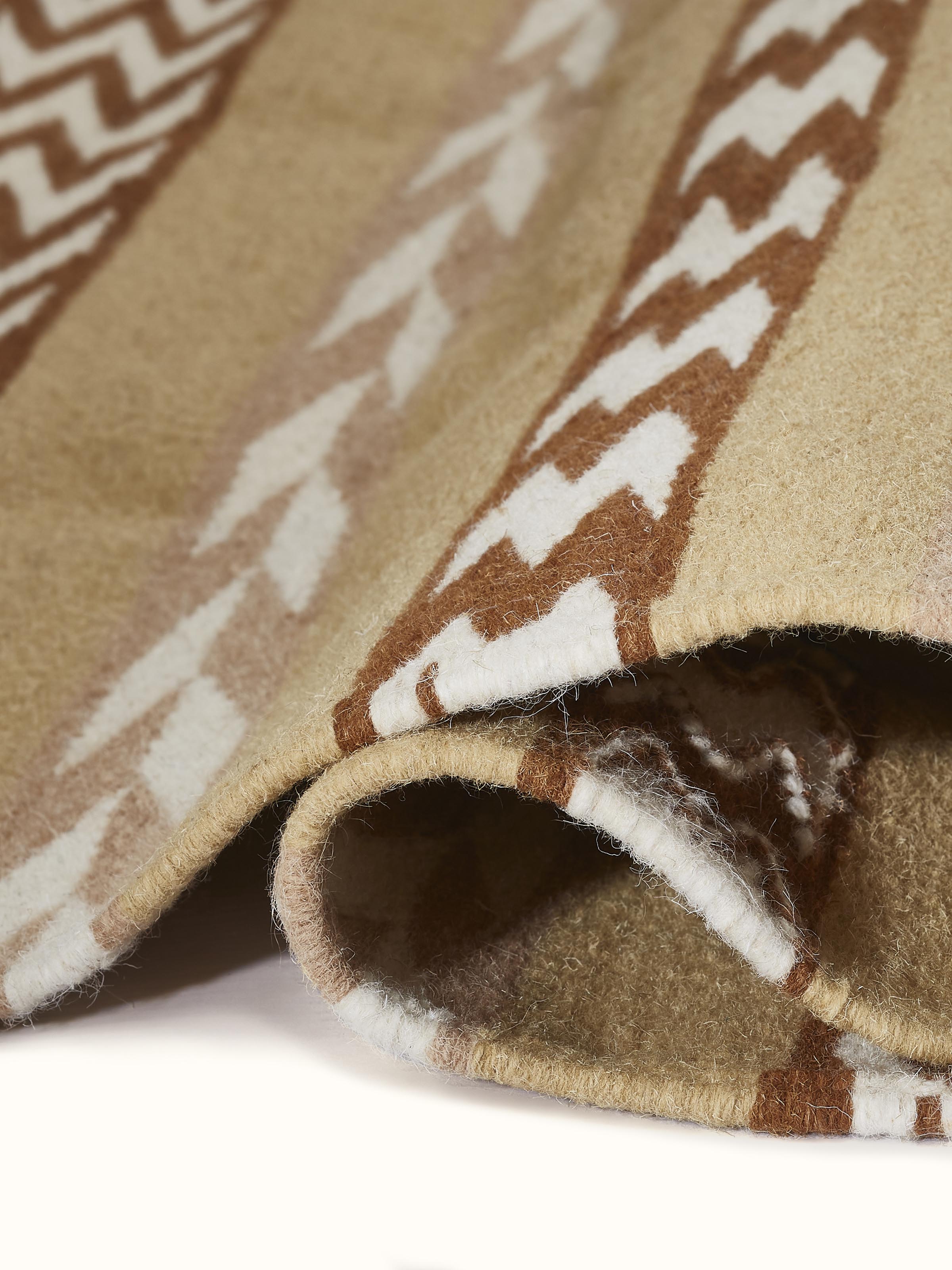 Close-up view of Chevron Stripes Yellow Gujarat Wool & Cotton Panja Dhurrie Kharad highlighting the stripe detail.