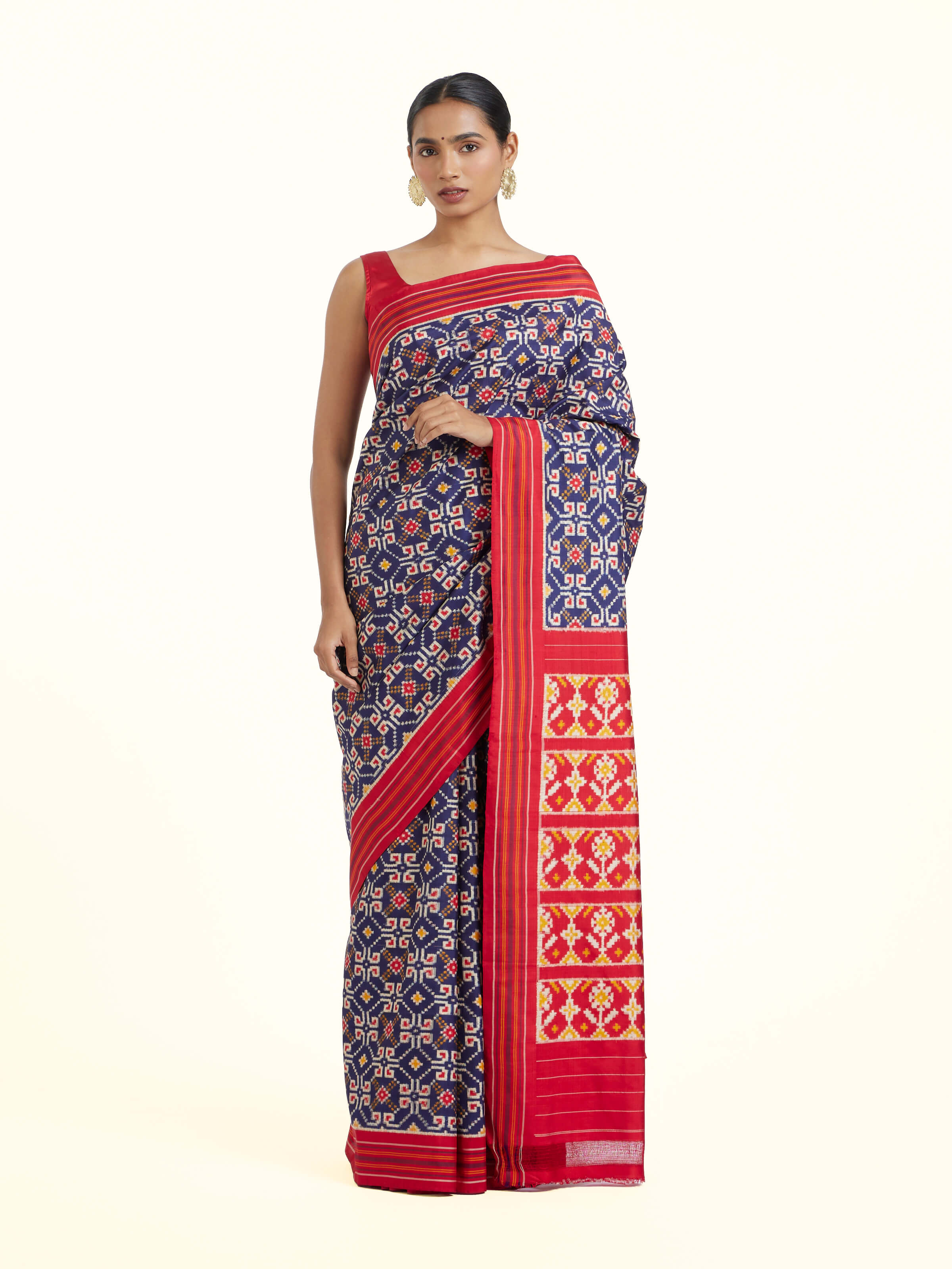 Blue Pochampally Double Ikat Silk Saree