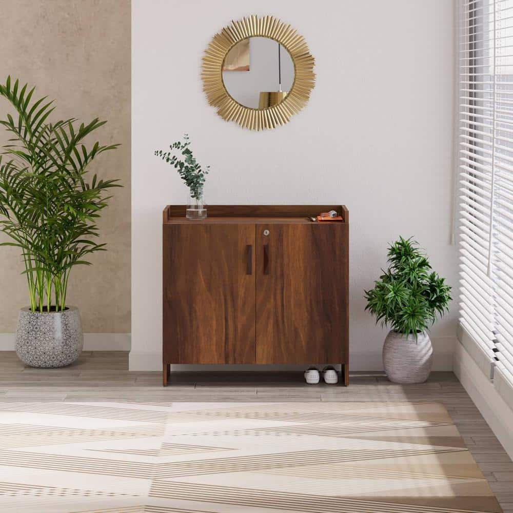 Brooklyn Engineered Wood Shoe Cabinet with Brown Maple finish