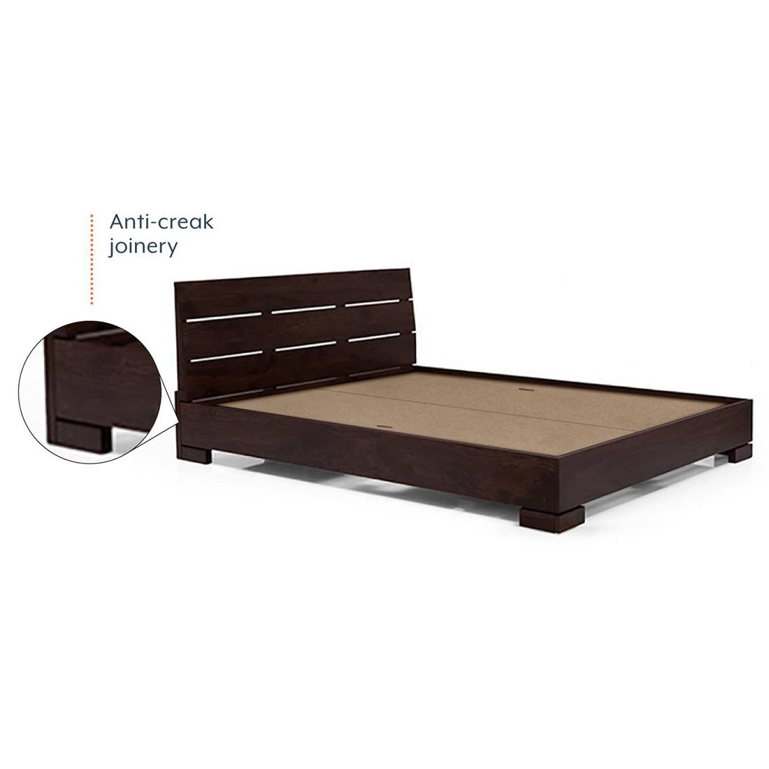 Ohio Solid Wood Queen Size Non Storage Bed In Mahogany Finish