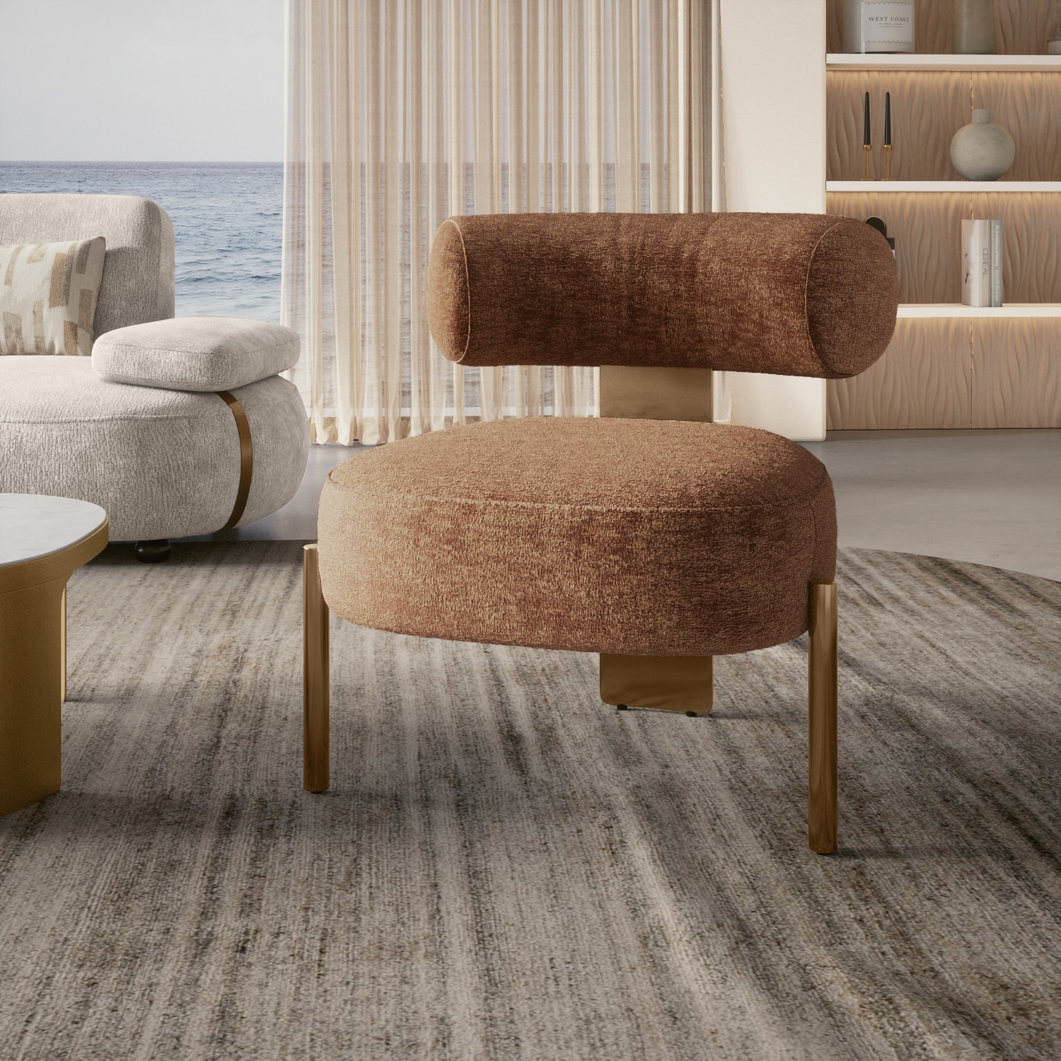 Maude Lounge Chair In Light Brown Colour