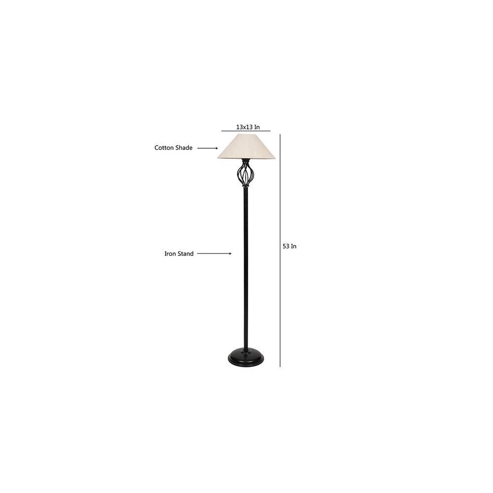 Izzie Black Cotton Shade Floor Lamp