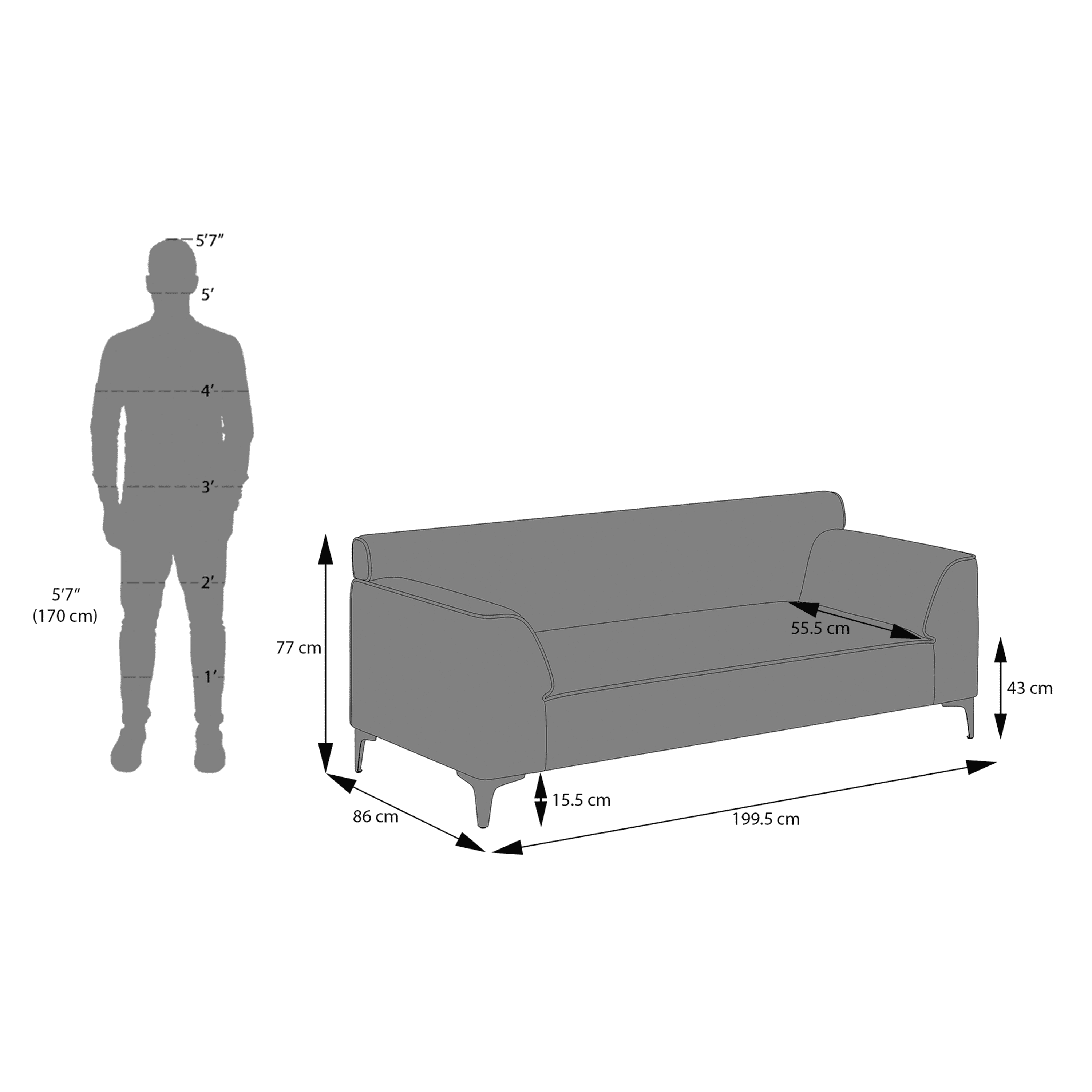 Wynn 3 Seater Fabric Sofa in Baltic Blue Colour