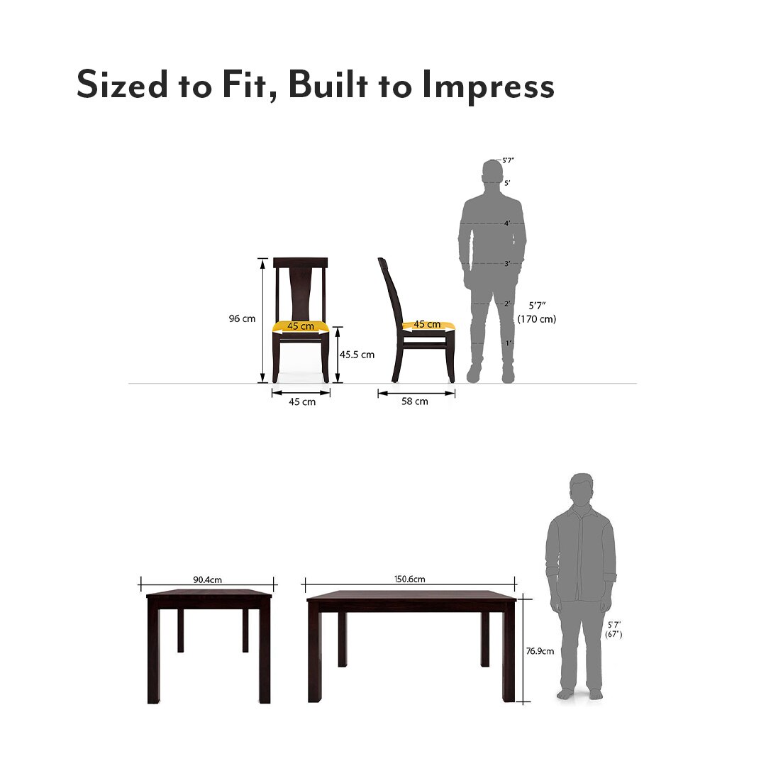 Arabia Fabio 6 Seater Dining Table With Set Of 6 Chairs