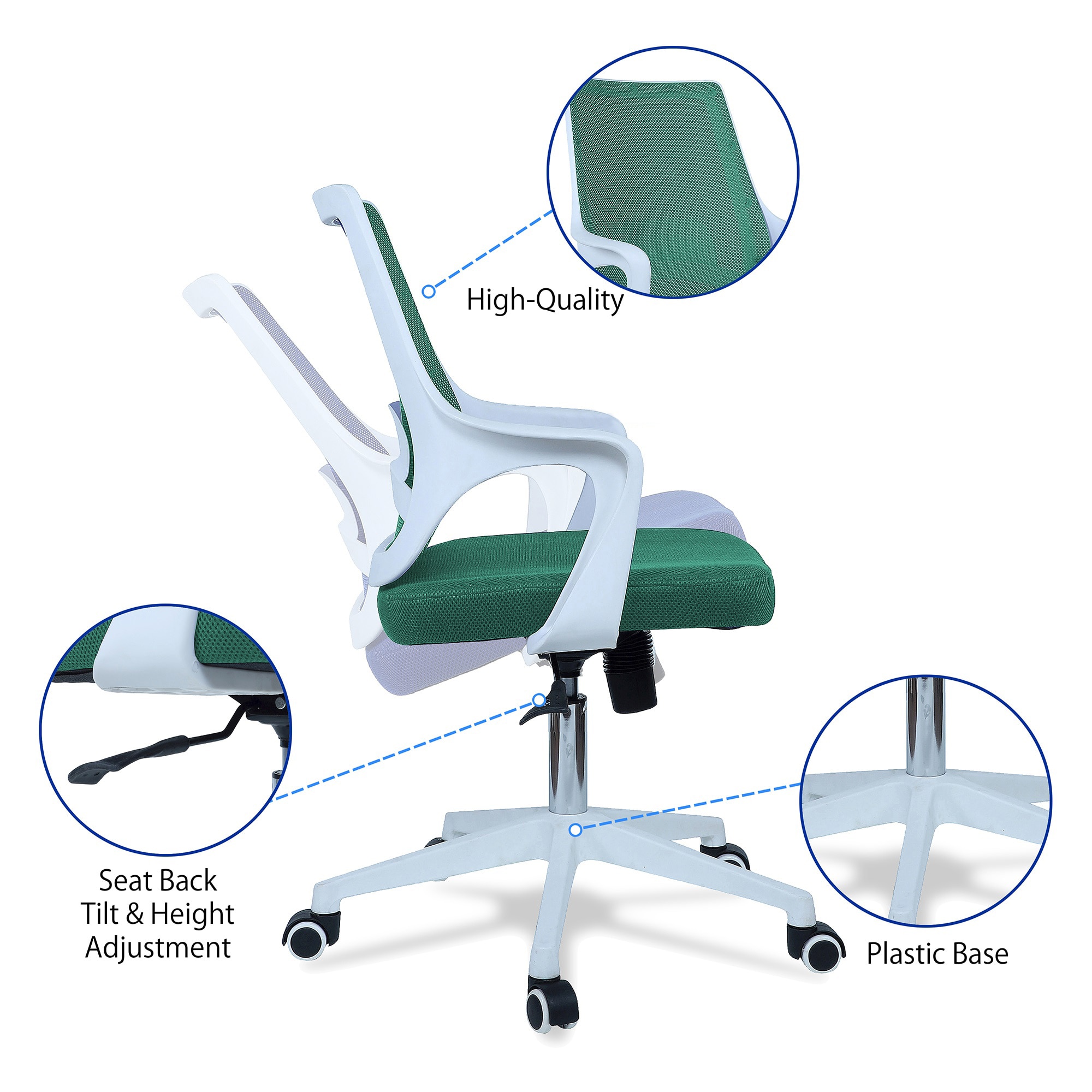 Xeanea Mid Back Ergonomic Chair in Dark Green Colour