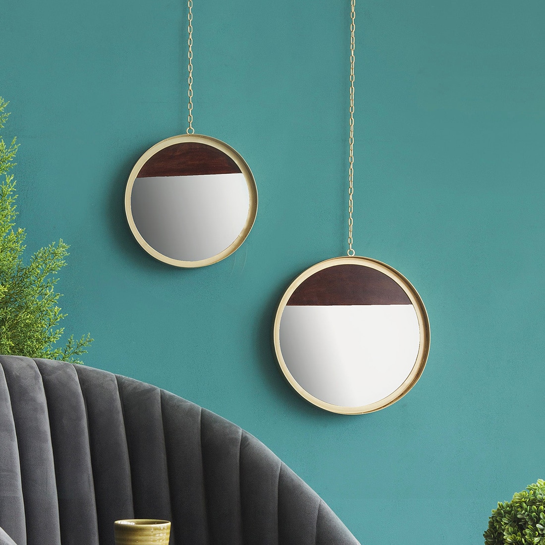Metropolis Hanging Mirror - Set Of 2 - Orange Tree