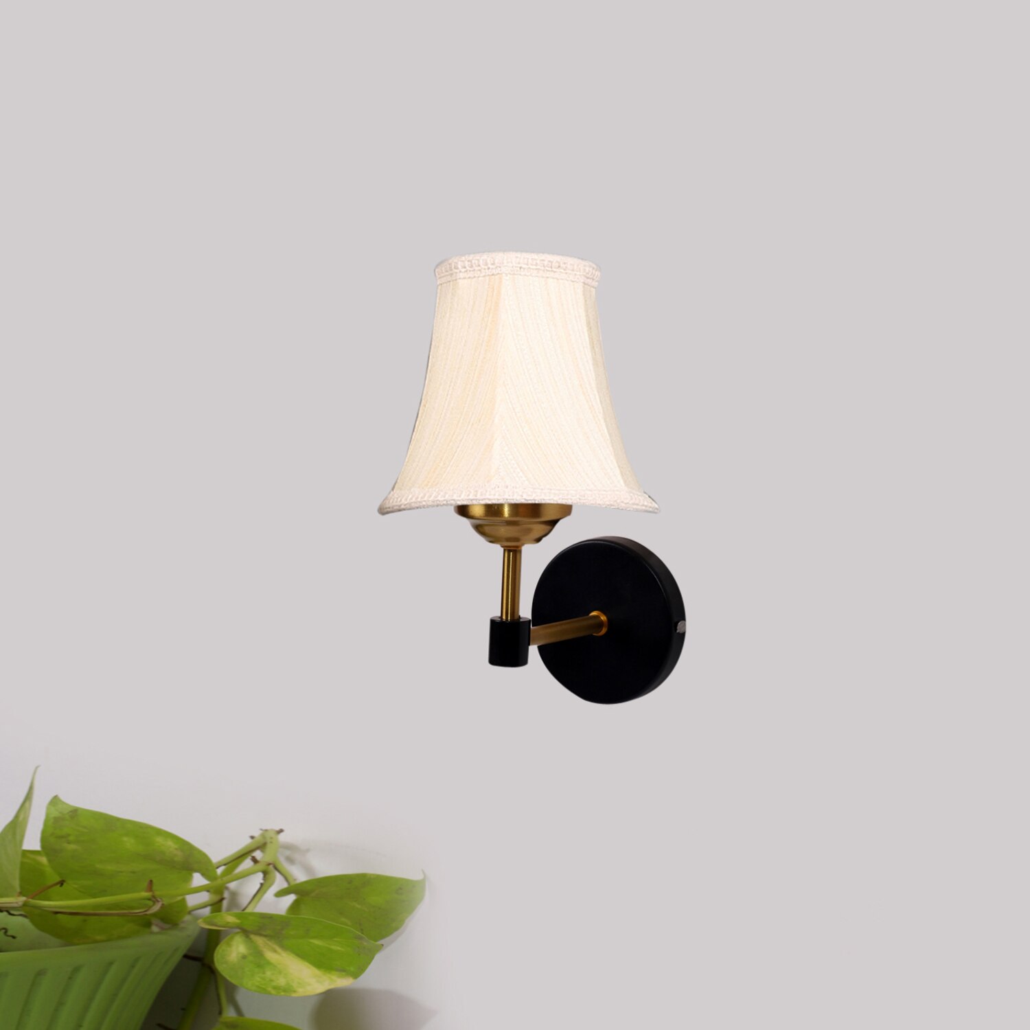Devansh Gold Wall Mounted Lamp With Off-White Cotton Shade