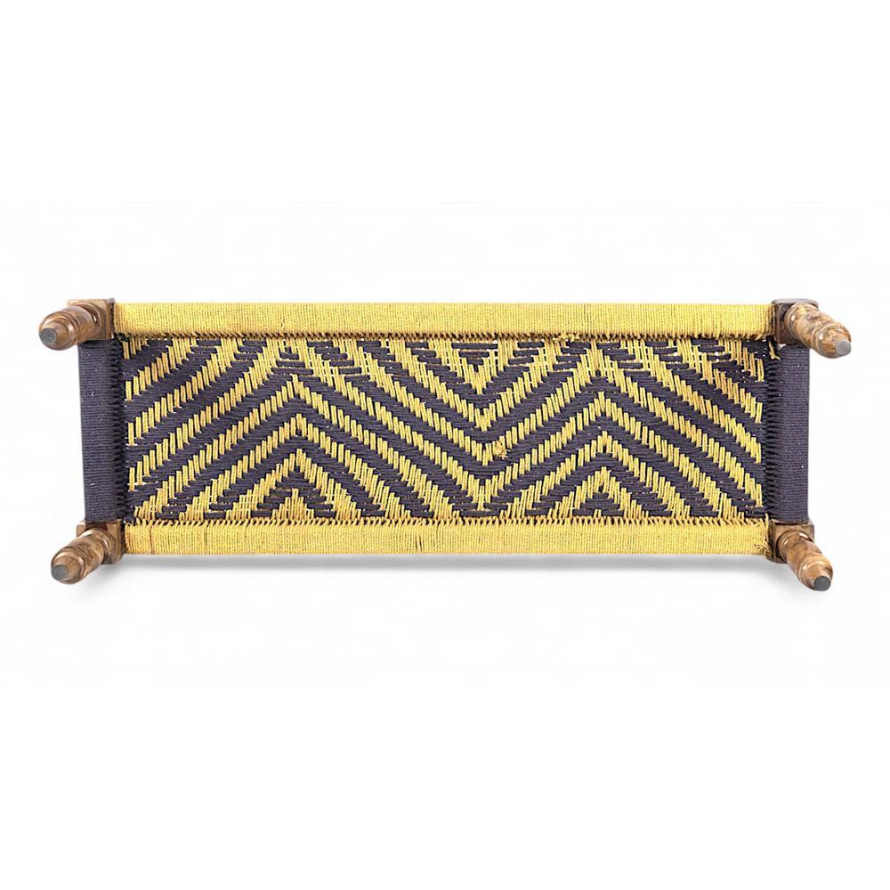 Hamilton Solid Wood Maachi Bench In Purple & Yellow Canning