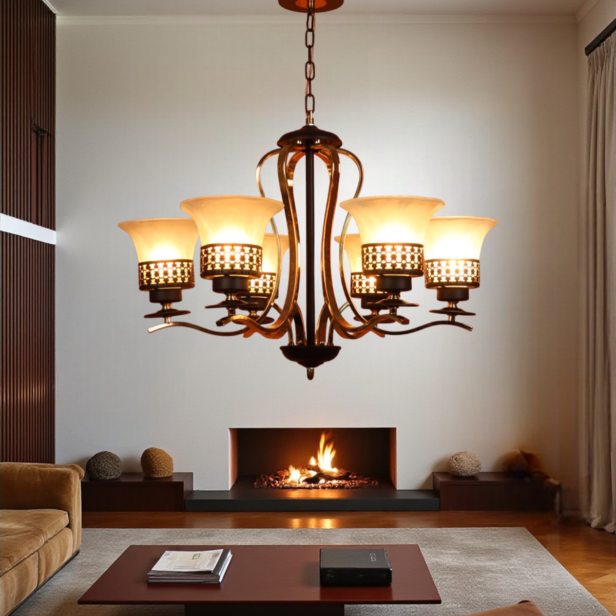 Eliante S-322-6Lp Mild Steel 6-Light Chandelier, Modern Ceiling Lighting Fixture - Eliante