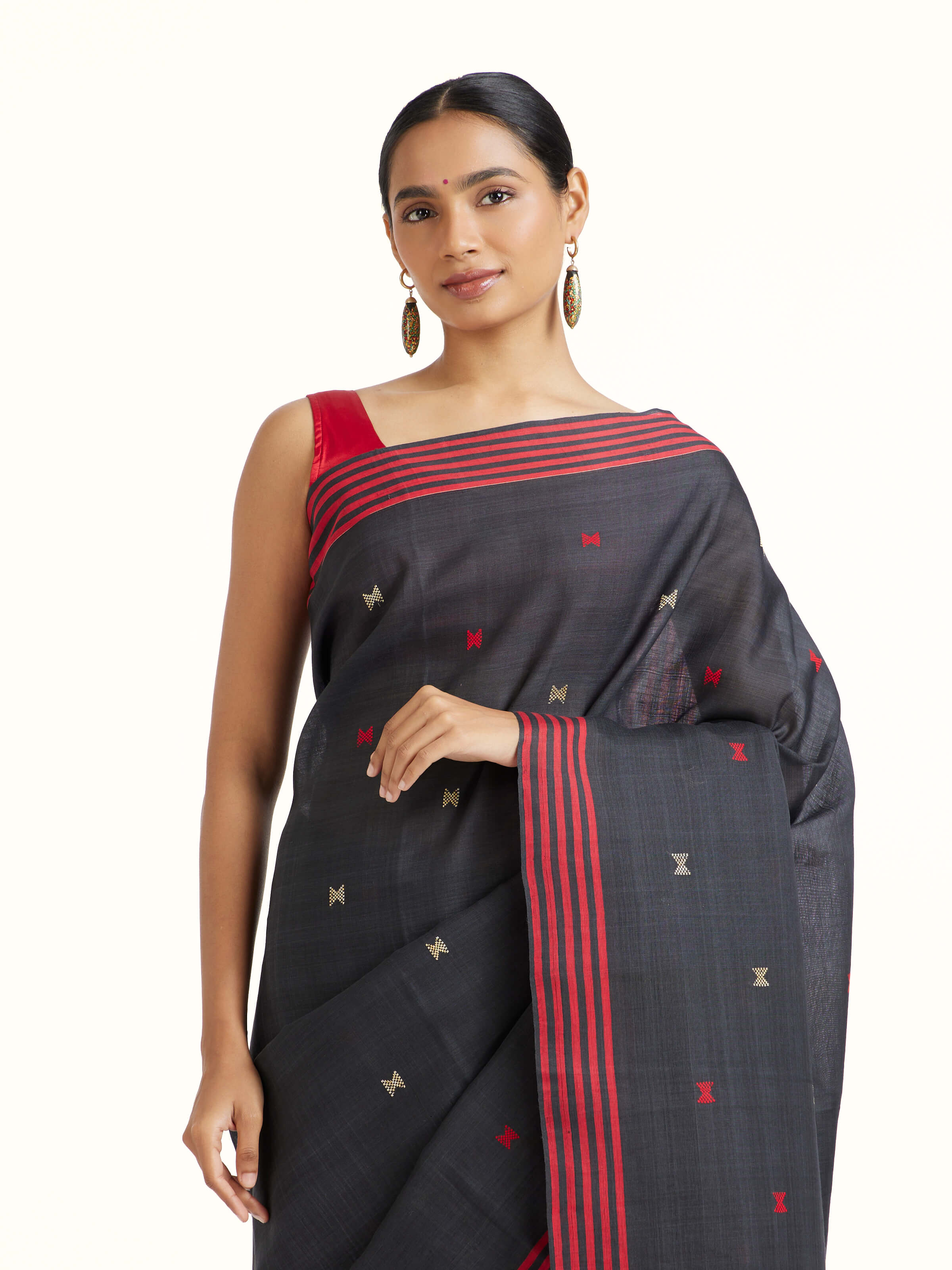 Black Cotton Silk Saree