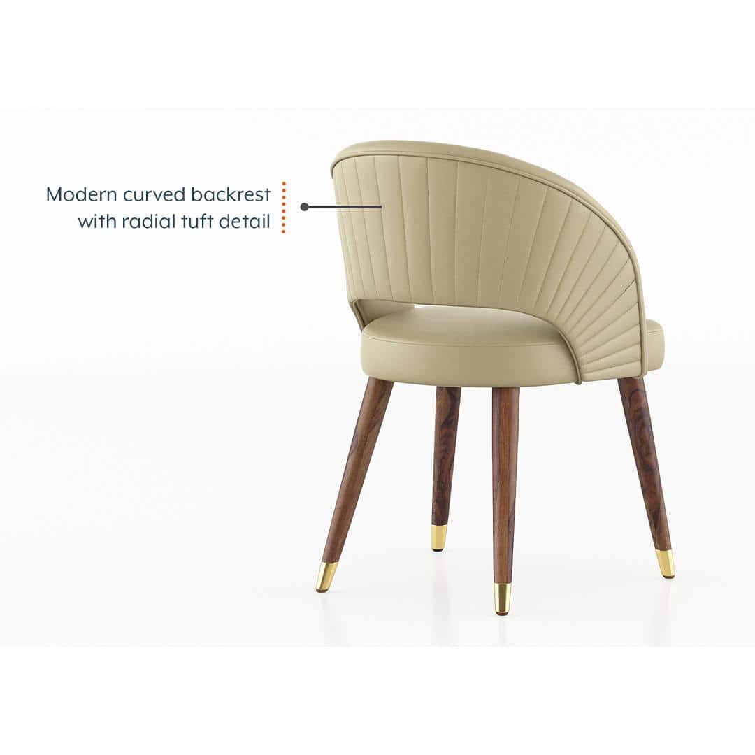 Celia Upholstered Dining Chair In Ancient Ivory Cream Leatherette In Dark Teak Finish