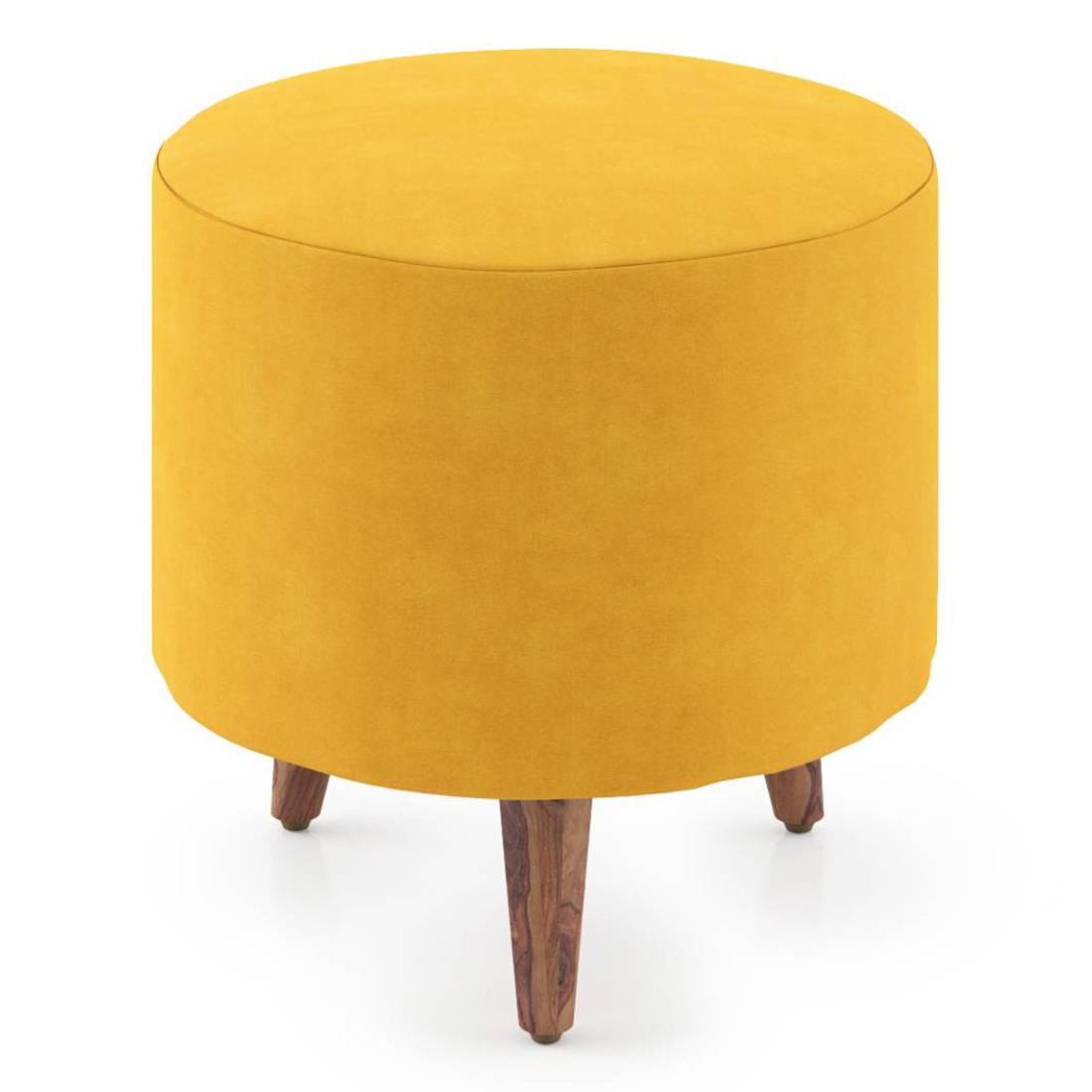 Collie Footstool in Yellow Velvet Upholstery
