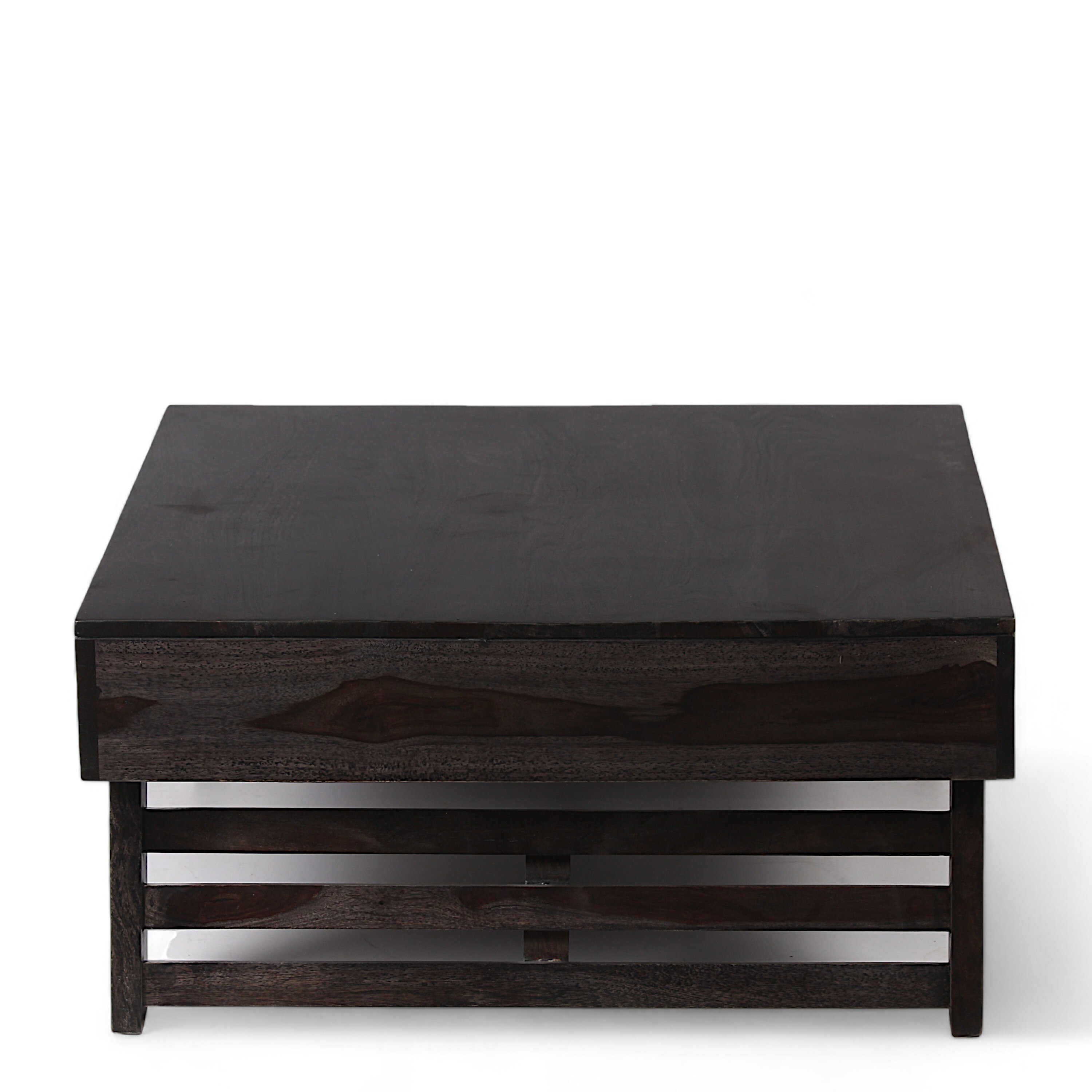 Bradford Sheesham Wood Coffee Table With Foldable Legs In Mahogany Finish