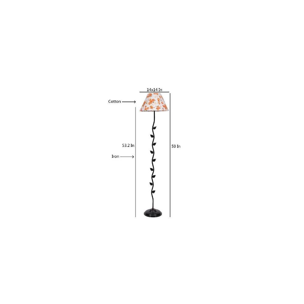 Leonara Multicolour Fabric Floor Lamp with Black Iron Base