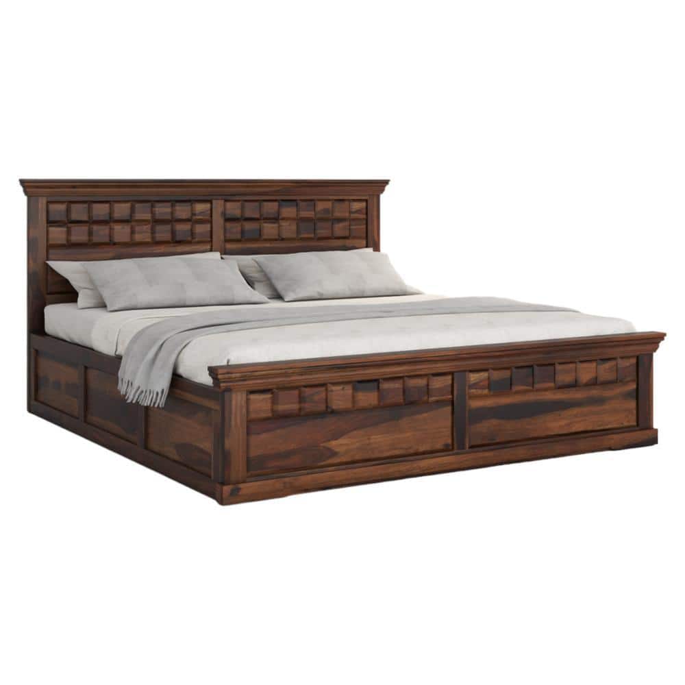 PRASHIV Sheesham Wood King Size Bed Box Storage Storage Provincial Teak Finish (72 x 78 inches)