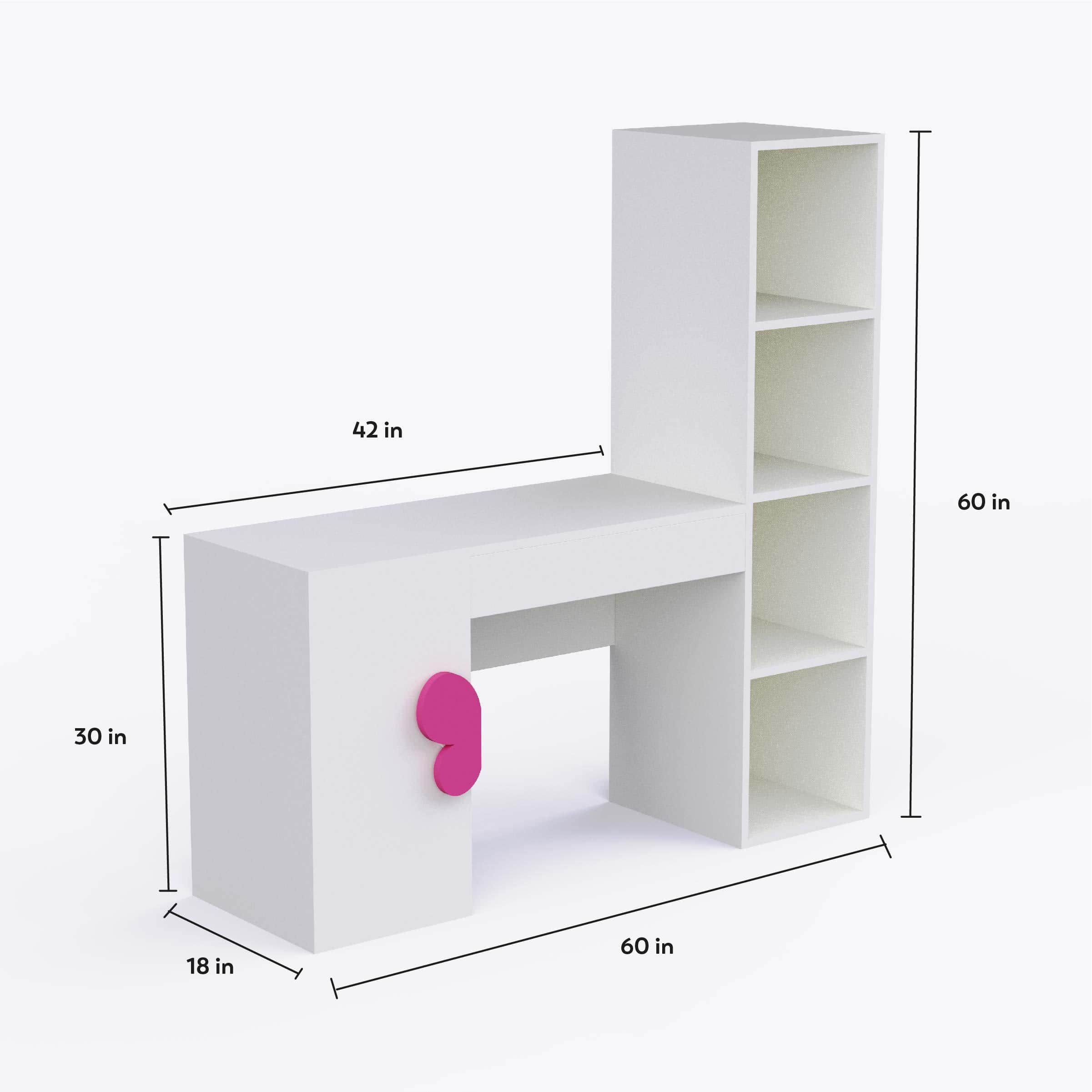 Joy Ride Study Table In White & Pink Colour