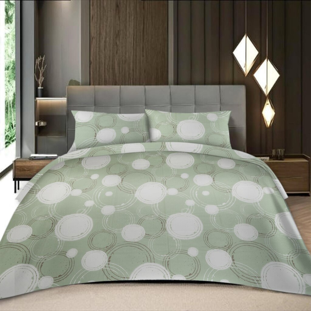 Green Floral 400 TC Cotton Flat Superking Bed Size Bedsheet With 2 Pillow Cover From Threads