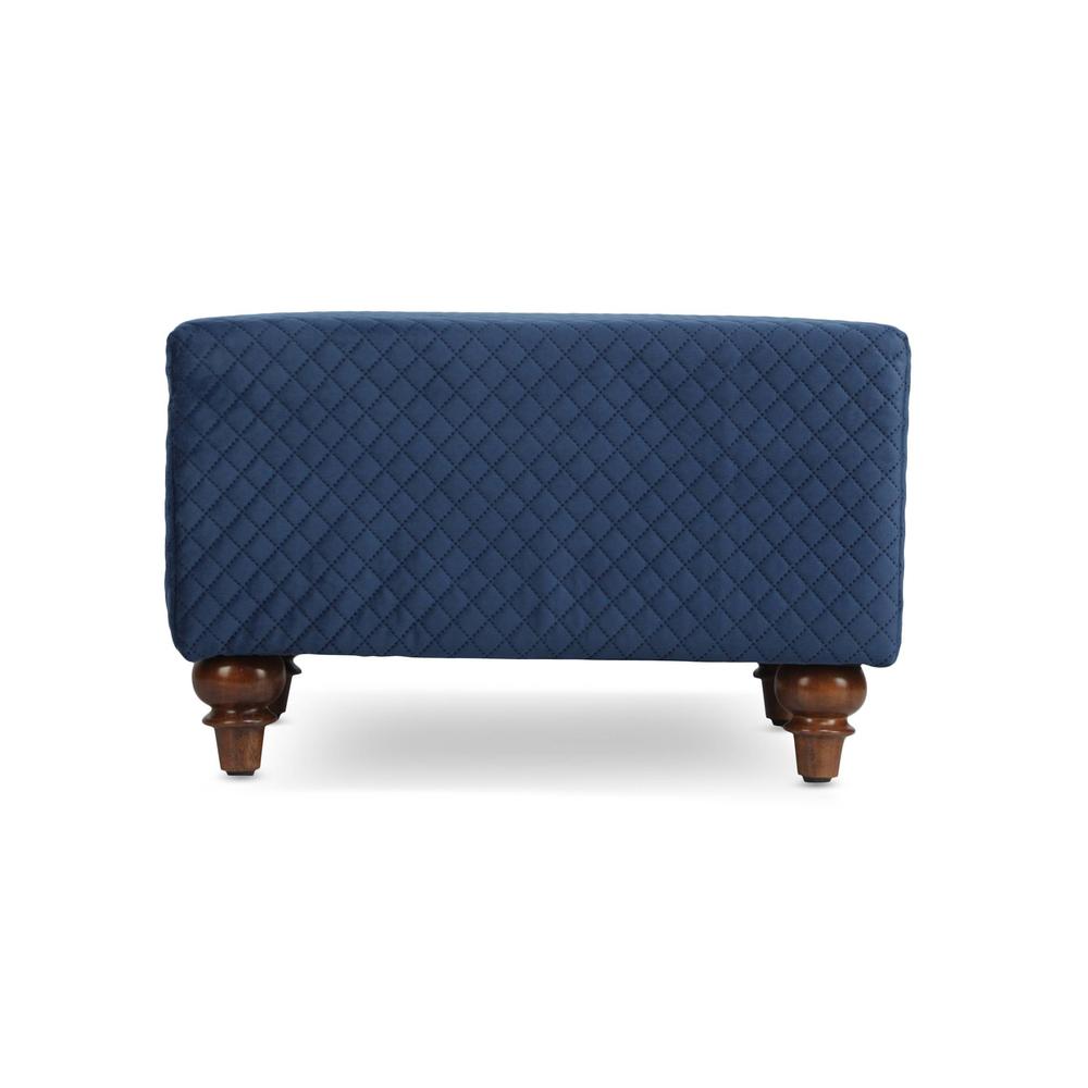 Eli Solid Wood  Ottomon in  Blue Colour