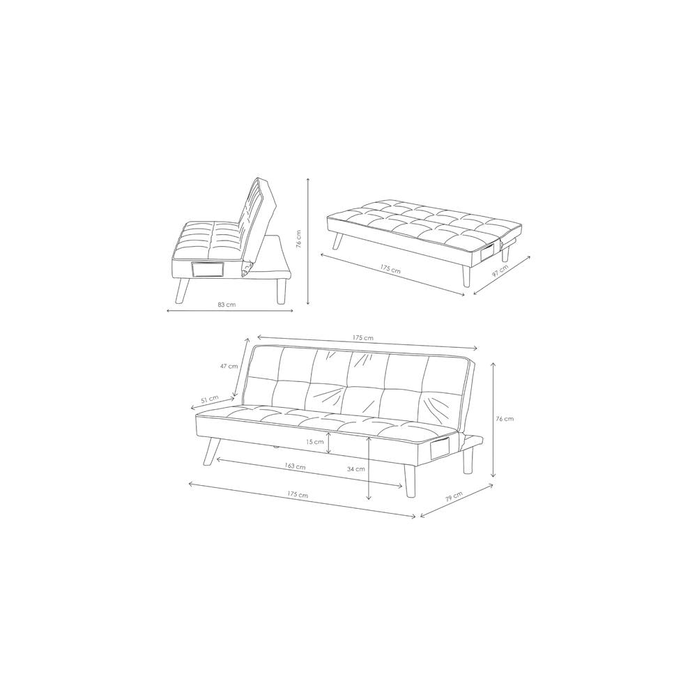 Brower 3 Seater Sofa Cum Bed In Grey Color