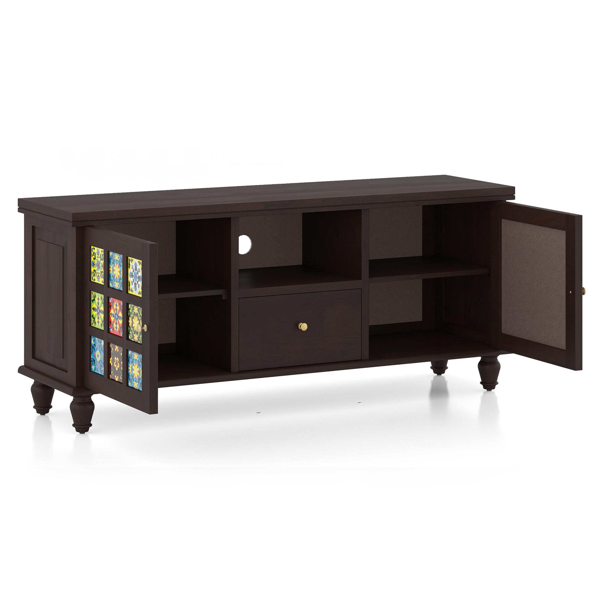 Azul Solid Wood TV Unit in Brushed Walnut Finish