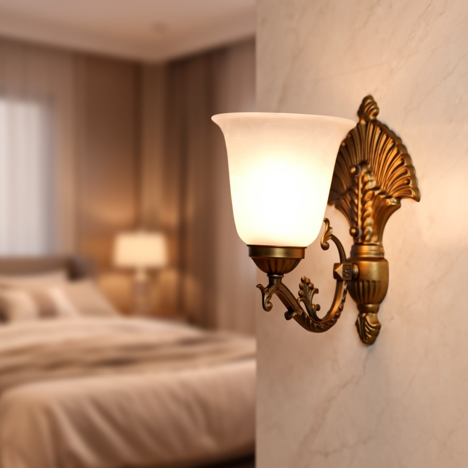 Eliante Modern Wall Lights Aluminium Die Cast & Glass Material Antique Gold & White Finish
