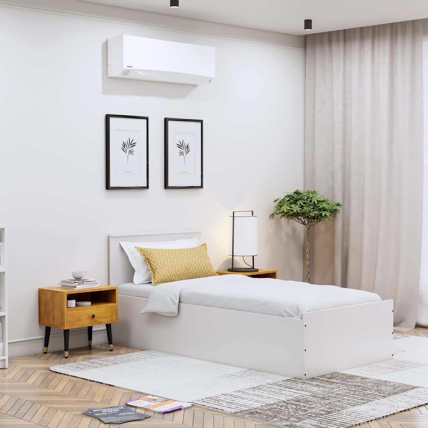 Hexa Engineered Wood Modern Single Bed With Headboard With Storage In Frosty White - HexaRed