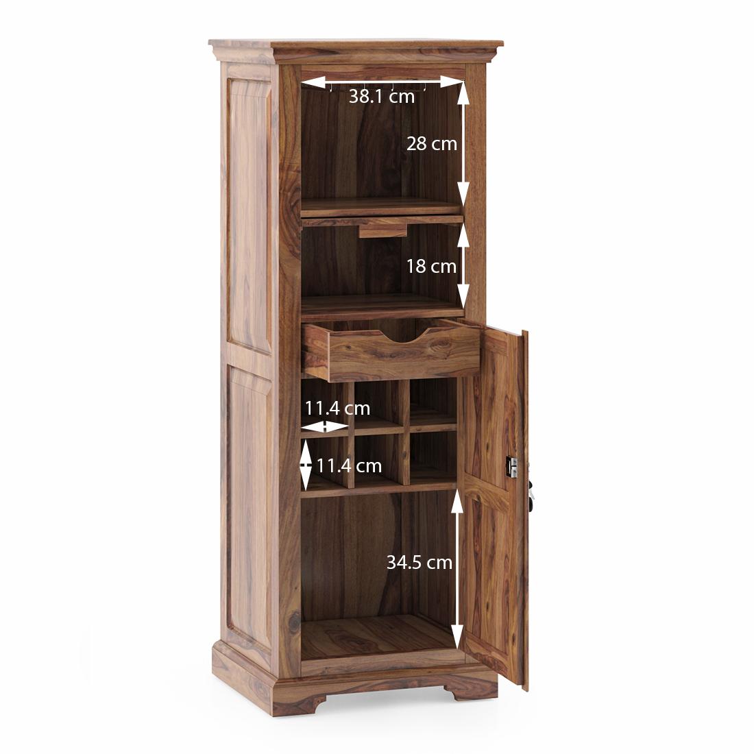Mateo Solid Wood Bar Cabinet in Teak Finish
