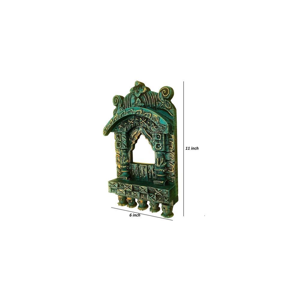 MultiColor Wooden Jharokha Wall Art panel with hand cone work of marble dust and hand carved patterns
