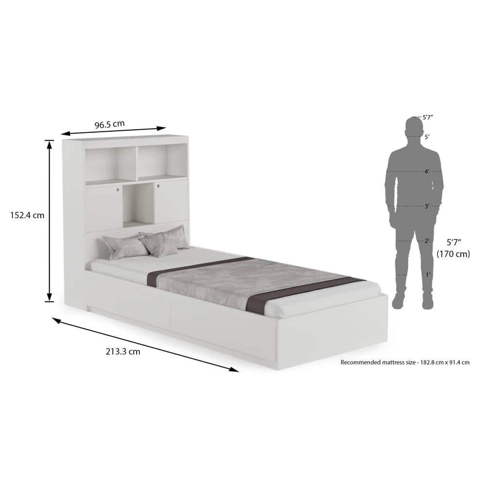 Ironhide Engineered Wood Box Storage Bed in White Colour