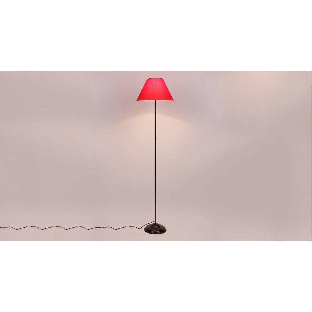 Schylar Red Fabric Floor Lamp with Black Iron Base