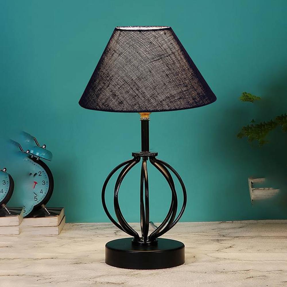 Cali Blue Jute Table lamp with Iron Base