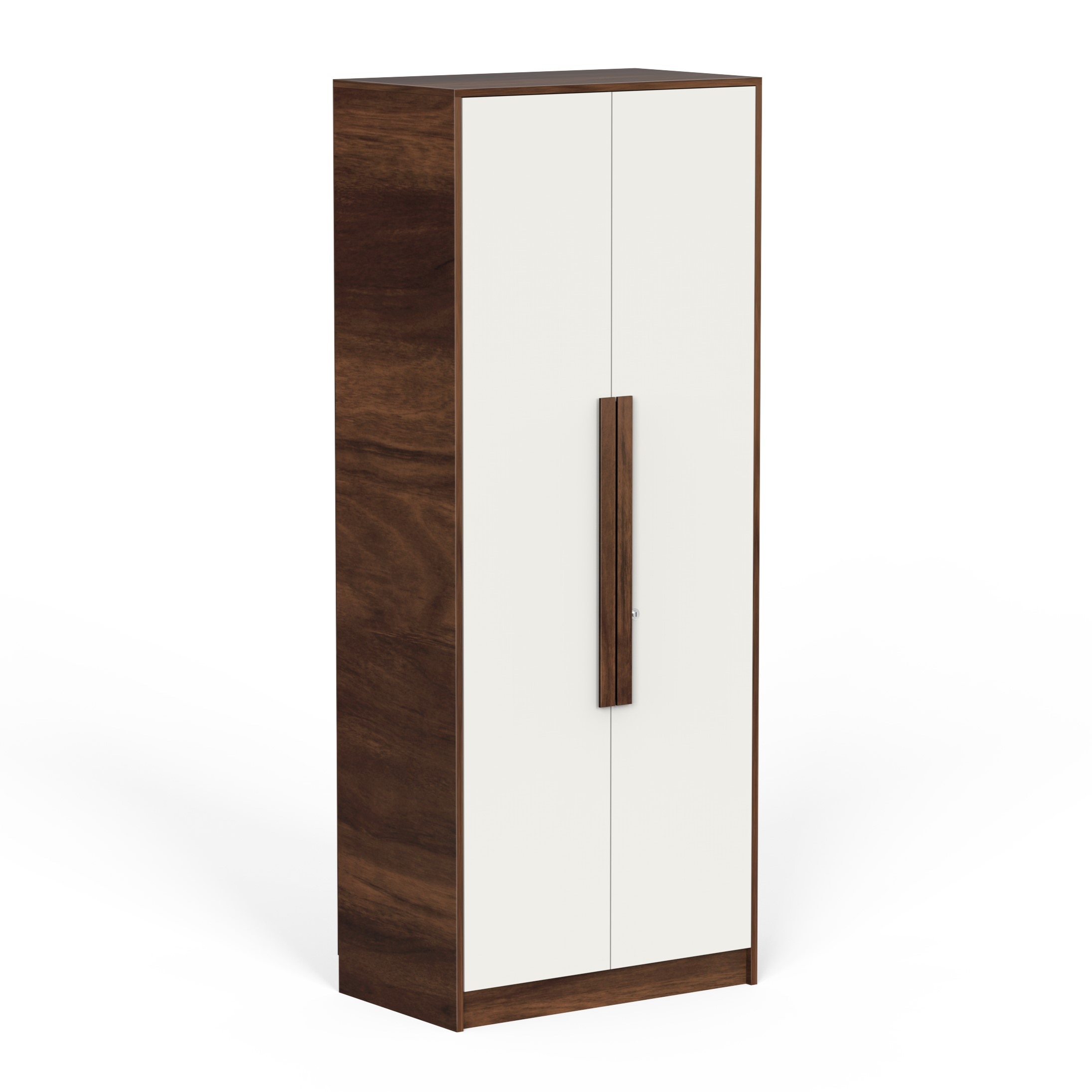 BLUEWUD Maltein 2 Door Wardrobe/Clothes Storage Rack Organizer Almirah Cupboard with Shelves and Cloth Hanger & Lock, for Bedroom Home Furniture (Brown Maple & White) (72 x 40 x 180) CM