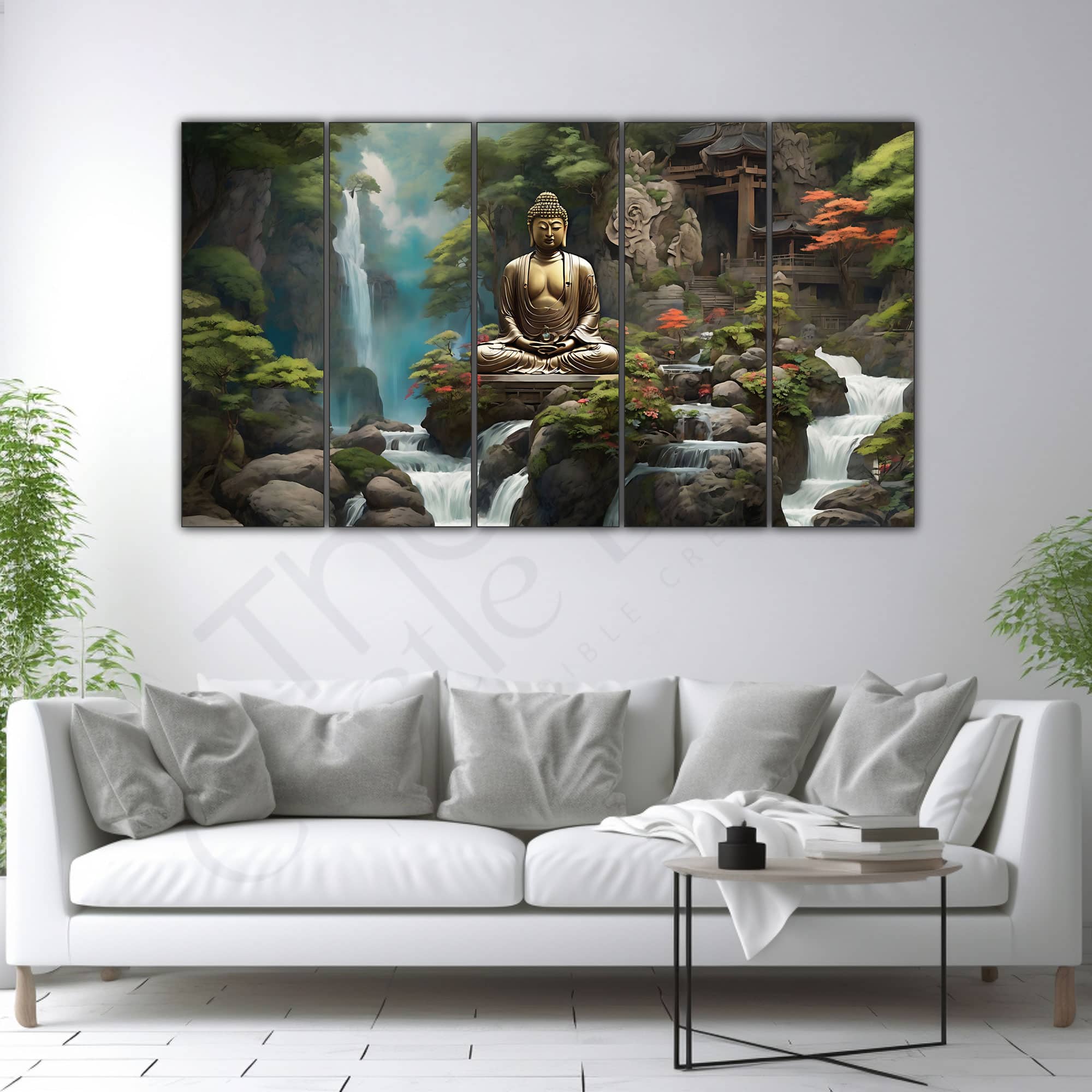 The Castle Decor Lord Buddha Meditation Wall Painting Wooden Framed 27x48 Inch (Style 28) - The Castle Decor