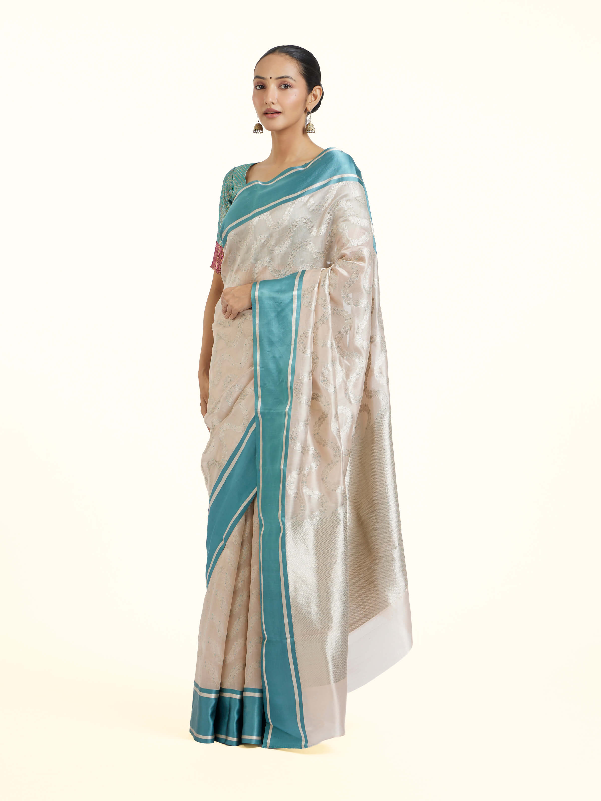 Light Peach Chanderi Aknaliya Saree