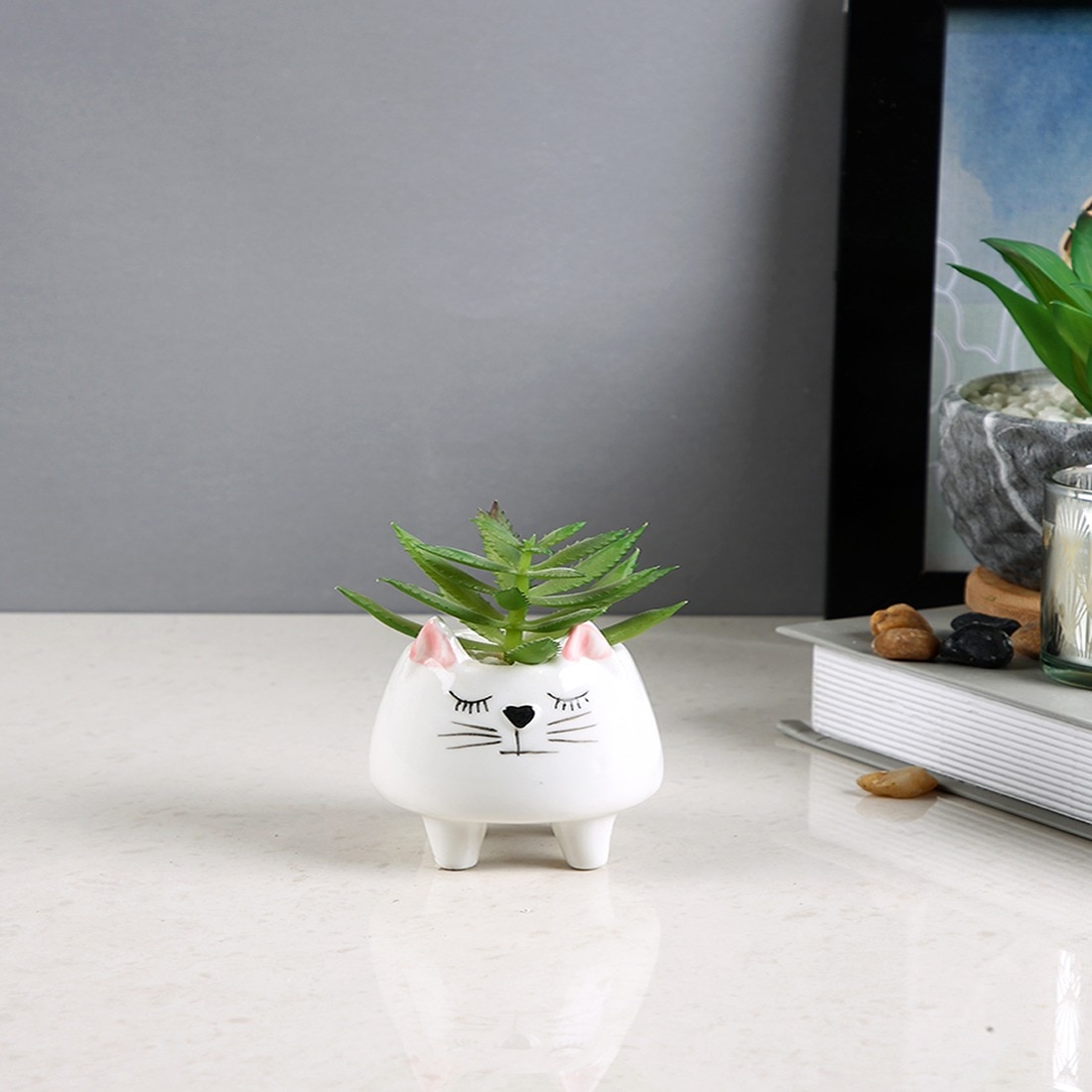 Whisker Cat Ceramic Planter