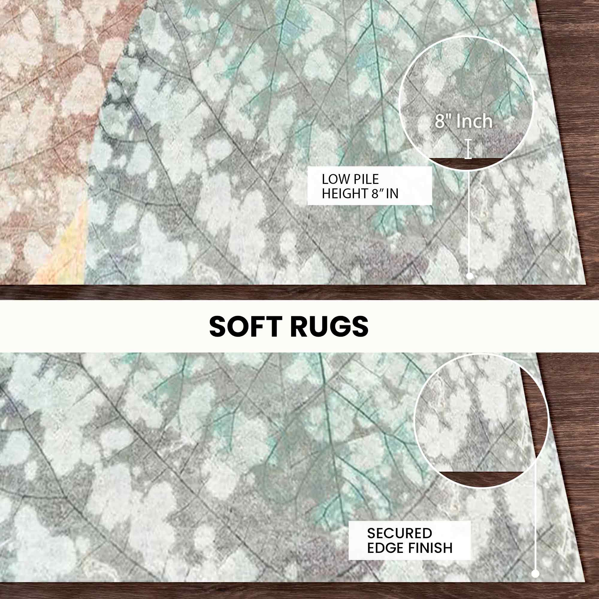 Leaf Design Cotton Rug 5x8 Feet