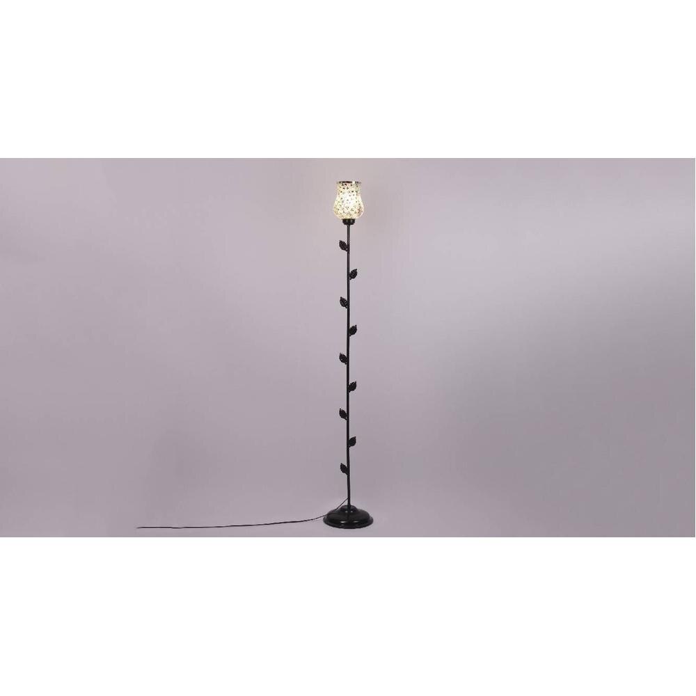 Audrey Multicolour Glass Floor Lamp with Black Iron Base