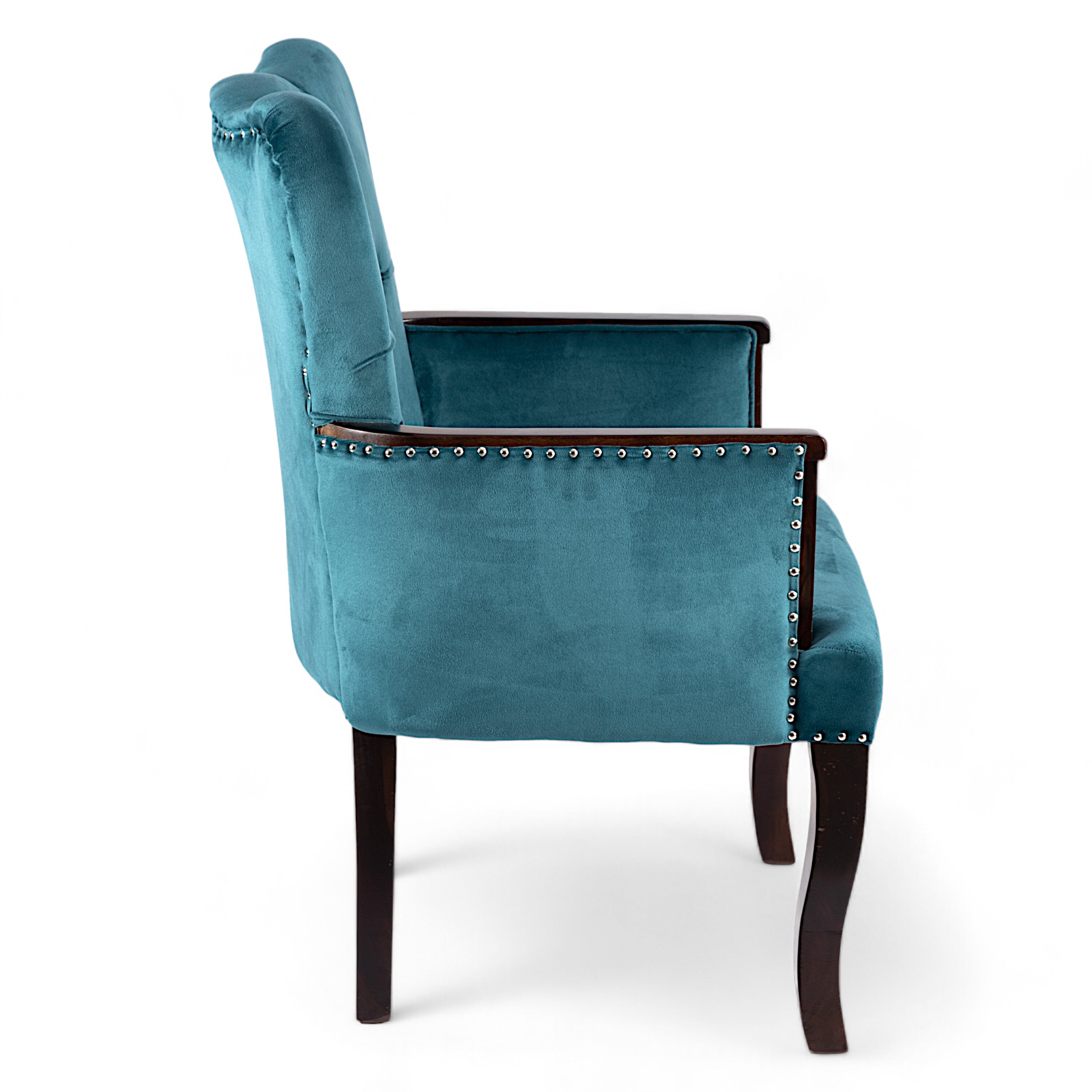 Arista Sheesham Wood Accent  Chair in Turquoise colour