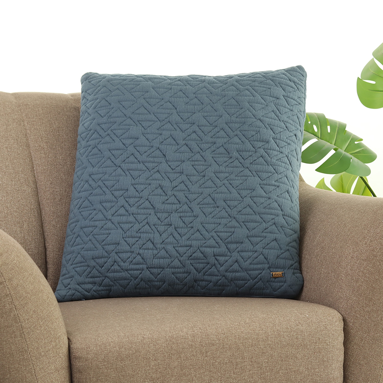 Totit Steel Blue Cotton Knitted Cushion Cover 50X50 Cm - Pluchi