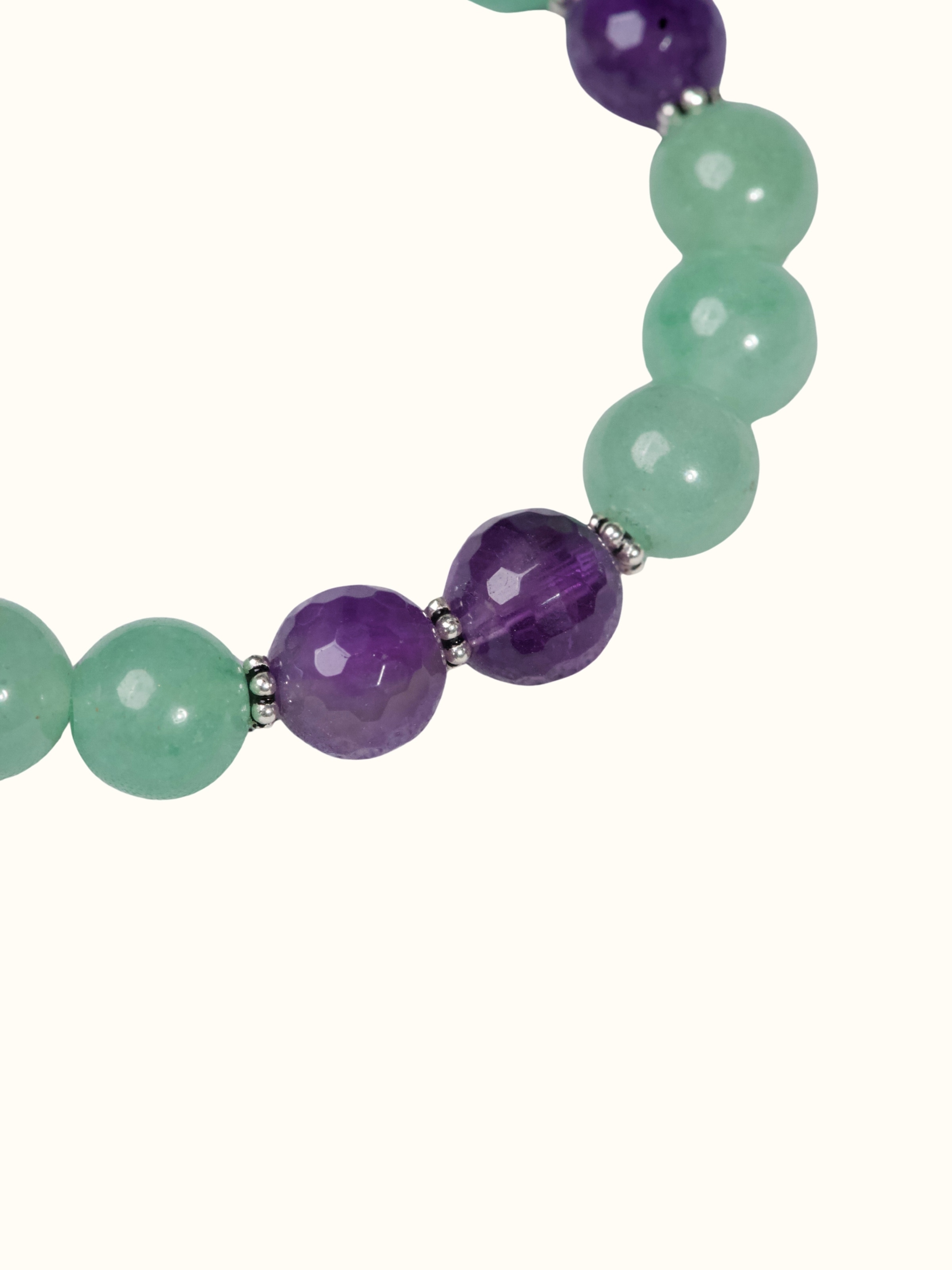 Gemstone Green Aventurine & Amethyst Silver Bracelet