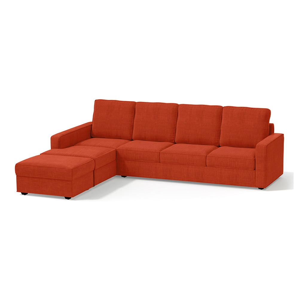 Apollo Sofa (Colour : Lava, Cushion : Soft, Back Type : High Back, Seating Capacity : Left Aligned 3 Seater + Left Aligned Chaise + Ottoman)