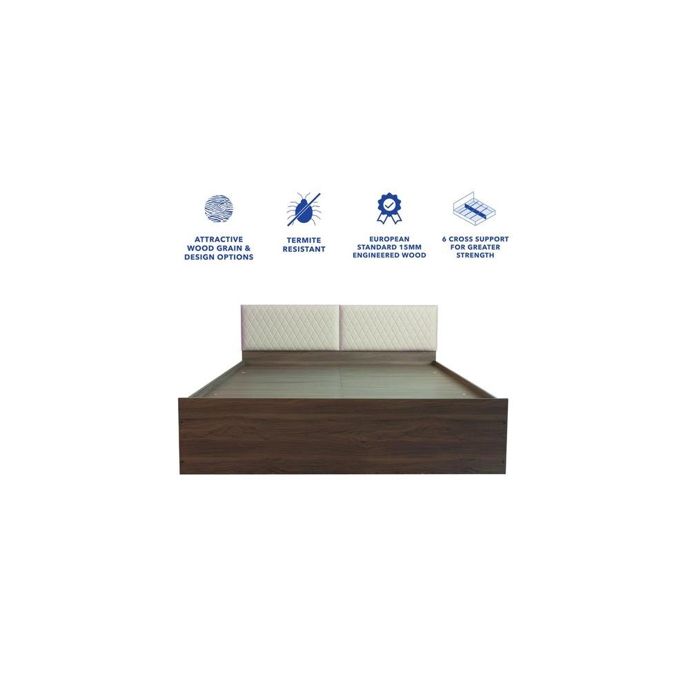 Kosha Engineered Wood Queen Size Bed In Walnut Finish