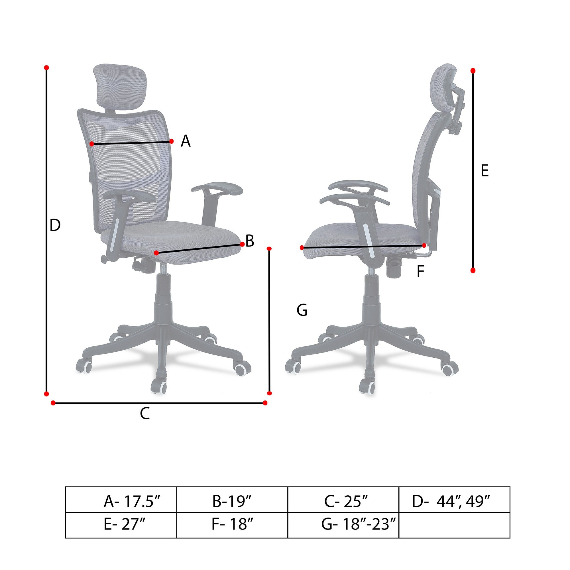 Jeaorda High Back Ergonomic Chair in Grey Colour