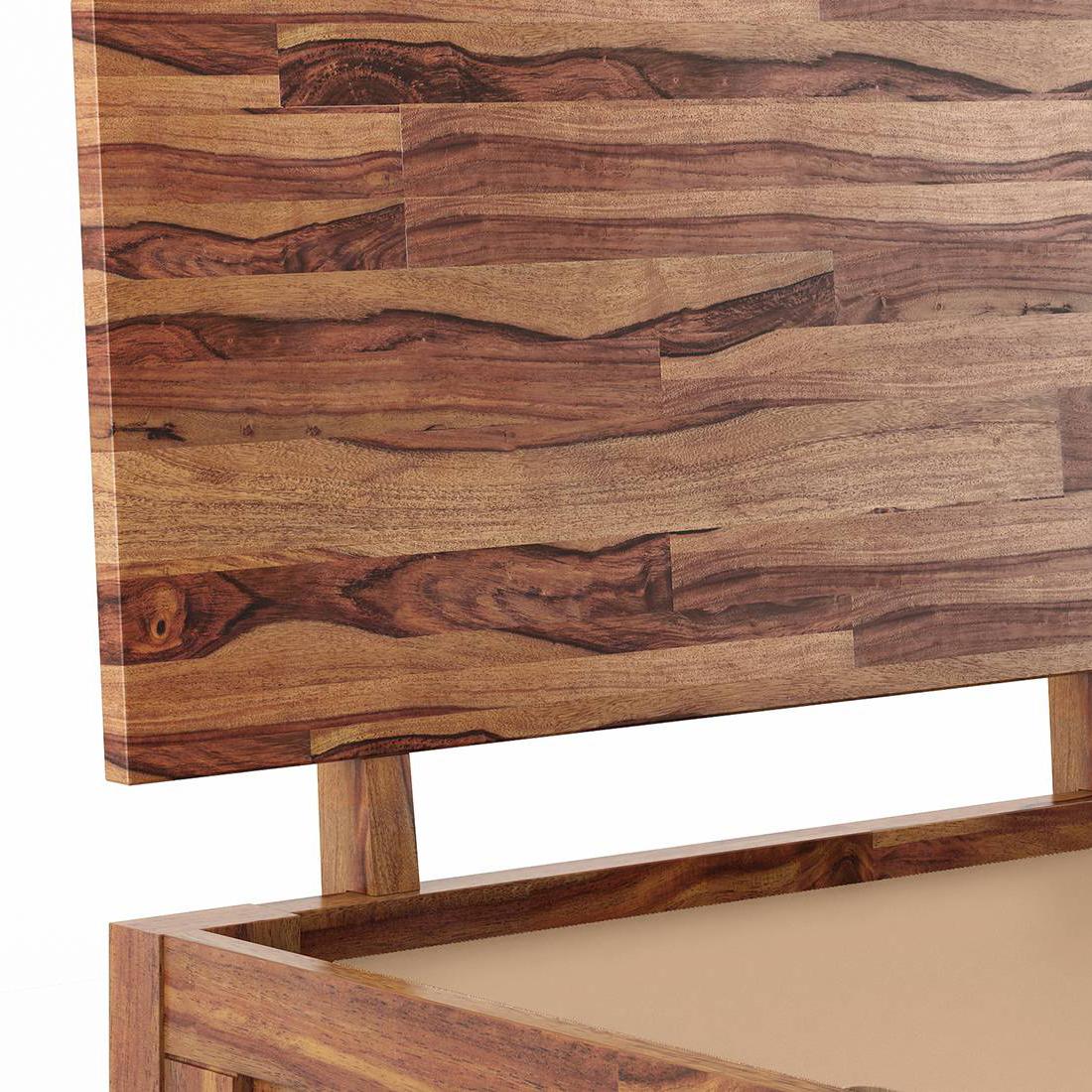 Boston Solid Wood King Size Box Storage Bed In Teak Finish