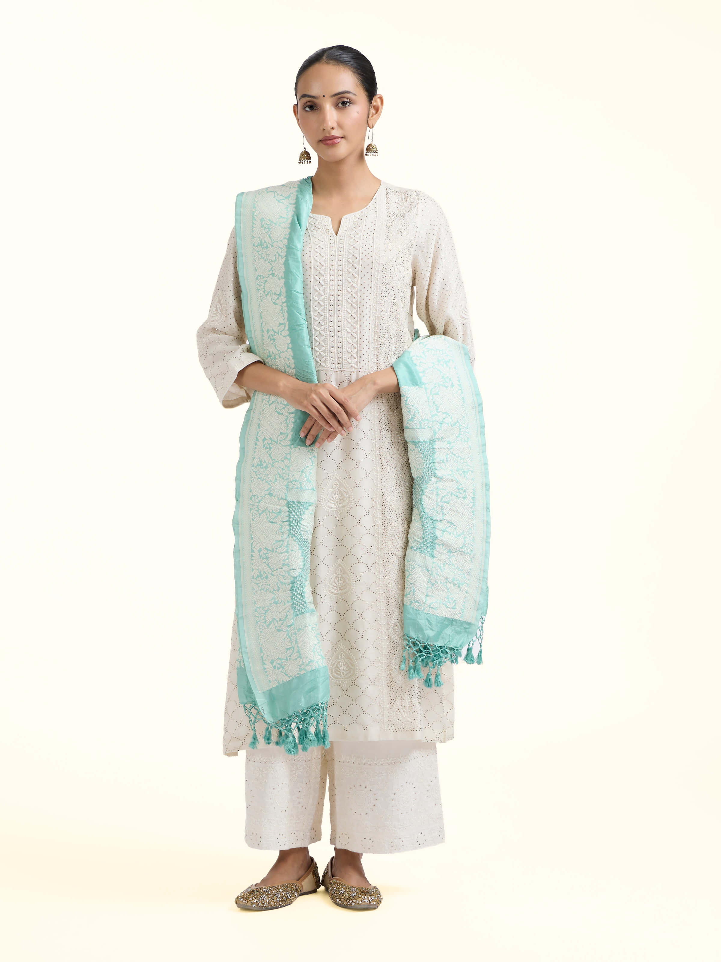 Sea Green Bandhani Tie & Dye Dupatta