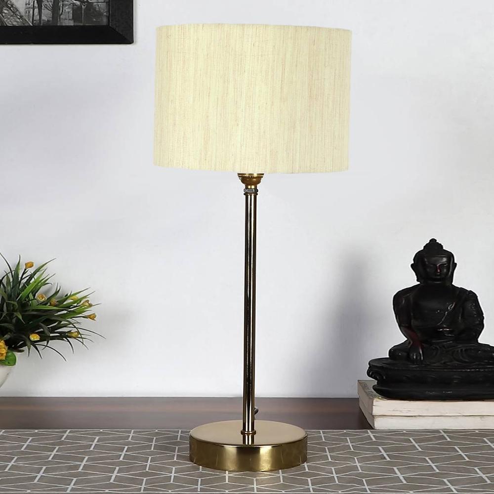off-white cotton with Metal Gold Table Lamp