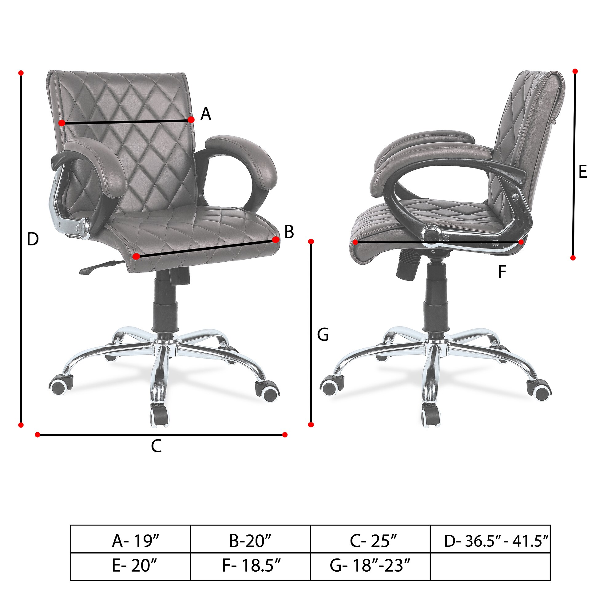 Vooilea Mid Back Executive Chair in Black Colour