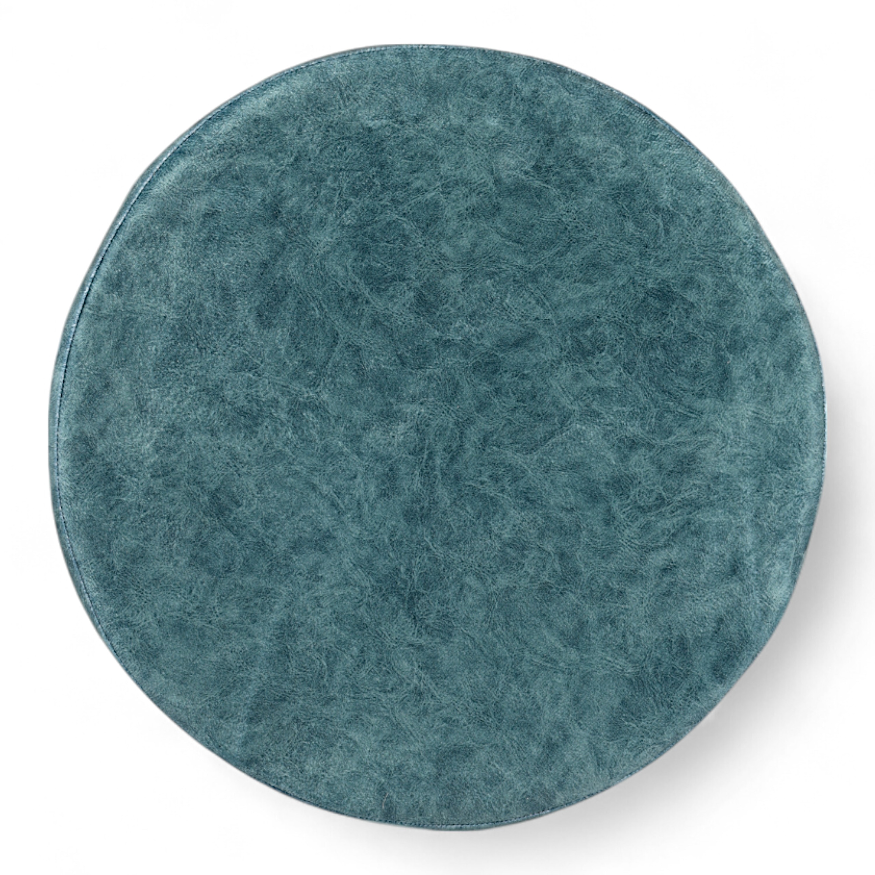 Roswell Sheesham Wood   Round Set of 2 Stools in Blue Jacquard Work Fabric Upholstery